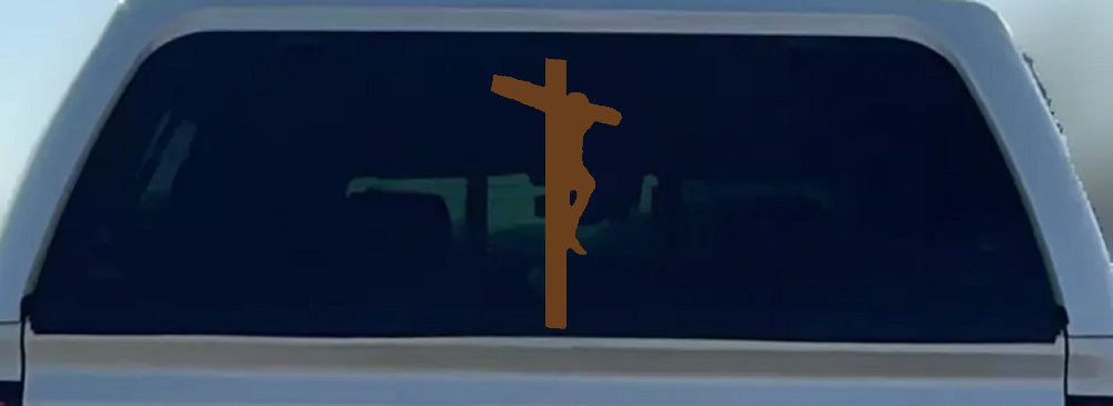 Jesus on Cross Christian Car or Truck Window Decal Sticker (Copper)