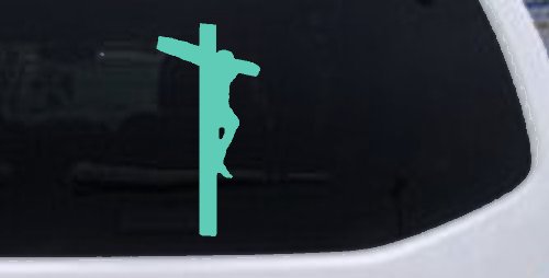 Jesus on Cross Christian Car or Truck Window Decal Sticker (Mint)