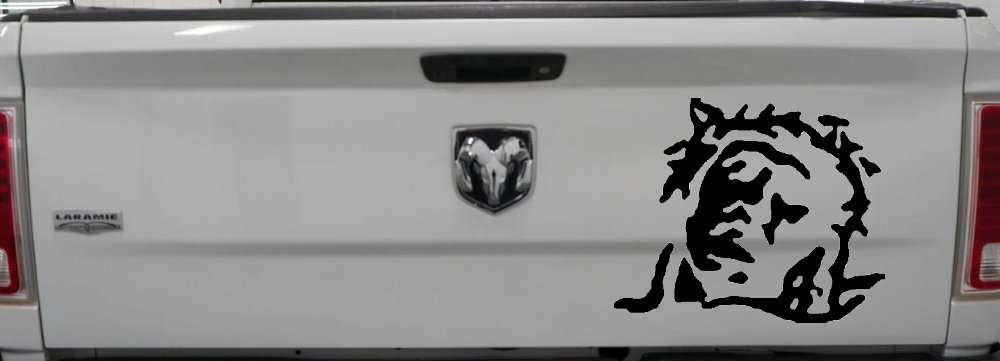 Jesus with Thorn Crown Christian Car or Truck Window Decal Sticker (Black)
