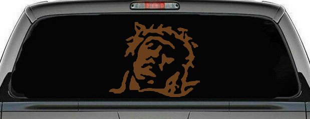 Jesus with Thorn Crown Christian Car or Truck Window Decal Sticker