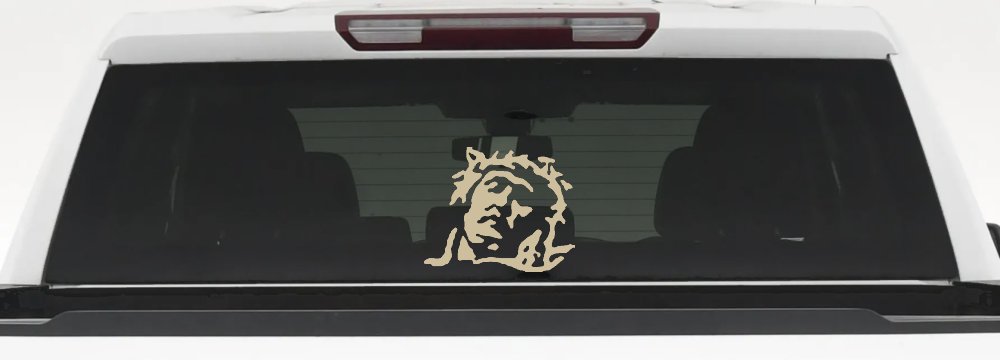 Jesus with Thorn Crown Christian Car or Truck Window Decal Sticker (Desert Sand)