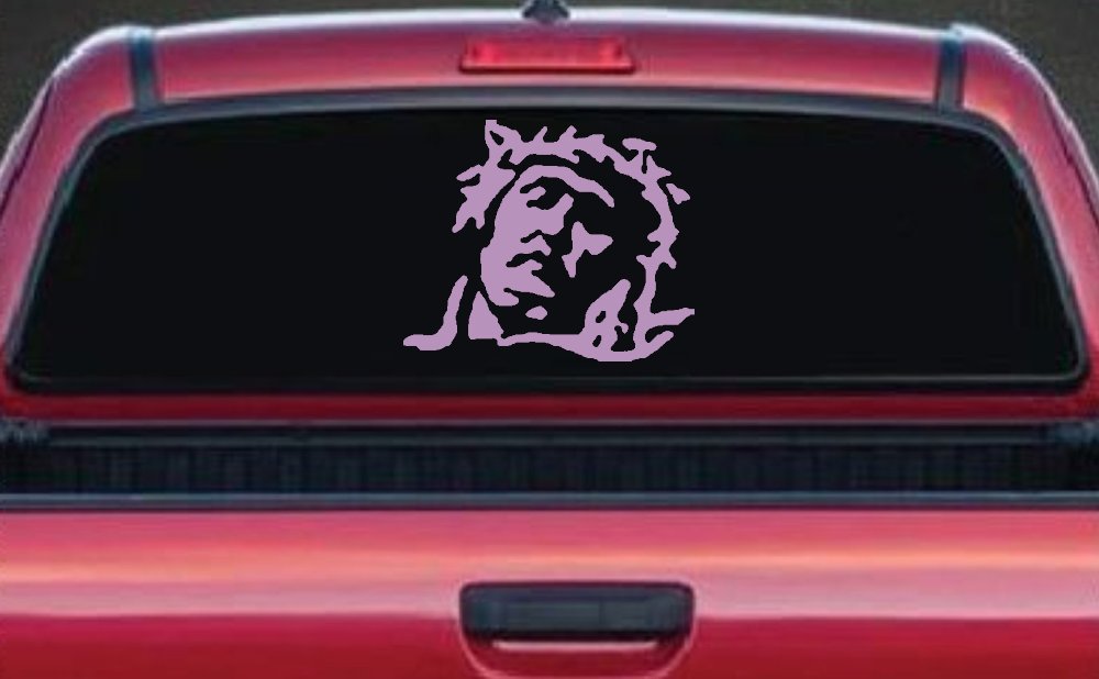 Jesus with Thorn Crown Christian Car or Truck Window Decal Sticker (Lilac)