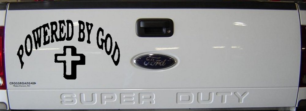 Powered By God Christian Car or Truck Window Decal Sticker (Black)