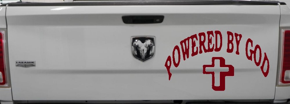 Powered By God Christian Car or Truck Window Decal Sticker