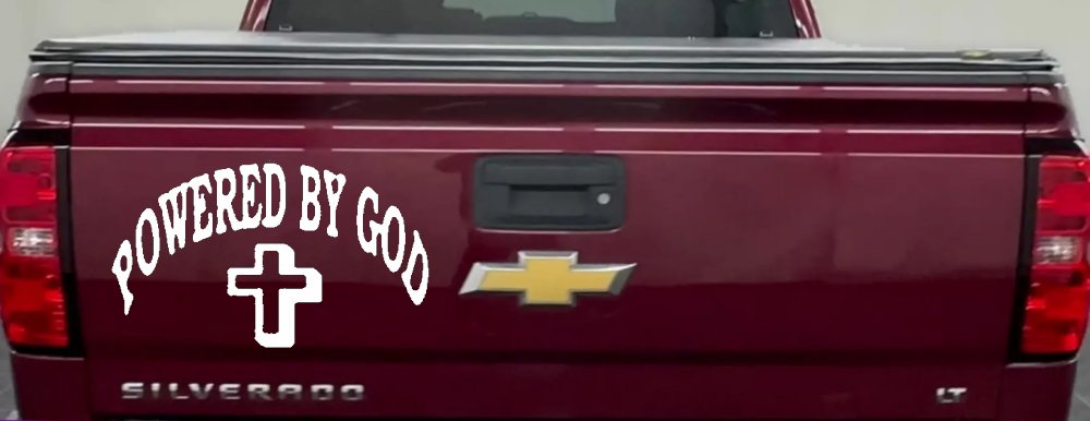 Powered By God Christian Car or Truck Window Decal Sticker