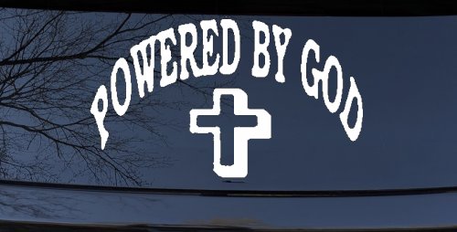 Powered By God Christian Car Truck Window Vinyl Decal Sticker Faith (White)