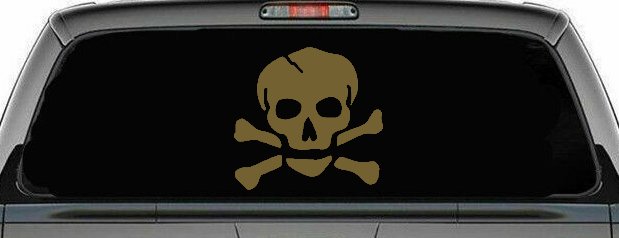 Skull and Cross Bones Biker or Pirate Car or Truck Window Decal Sticker