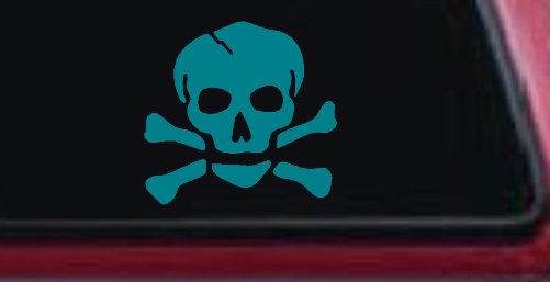 Skull and Cross Bones Biker or Pirate Car or Truck Window Decal Sticker