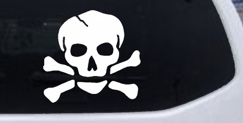 Skull and Cross Bones Biker or Pirate Car or Truck Window Decal Sticker