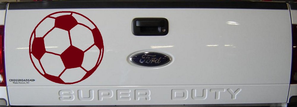 Soccer Ball  Sports Car or Truck Window Decal Sticker (Burgundy)