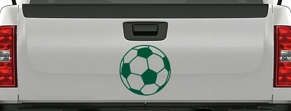 Soccer Ball  Sports Car or Truck Window Decal Sticker (Dark Green)
