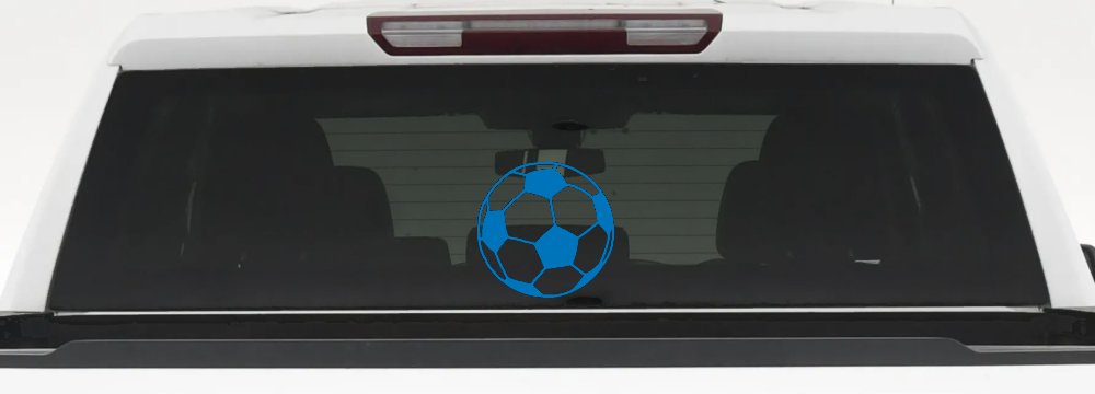 Soccer Ball  Sports Car or Truck Window Decal Sticker (Sky Blue)