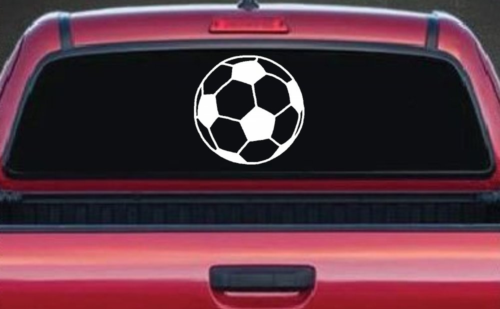 Soccer Ball  Sports Car or Truck Window Decal Sticker (White)