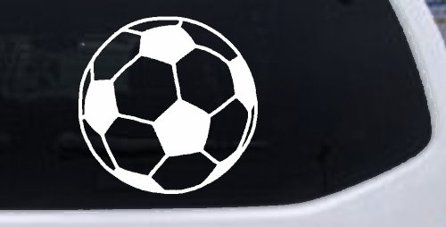 Soccer Ball  Sports Car or Truck Window Decal Sticker (White)