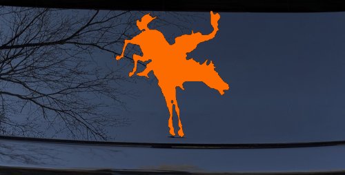 Bucking Bronco Horse Western Farm Ranch Rodeo Car or Truck Window Decal Sticker (Orange)