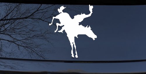 Bucking Bronco Horse Western Decal Sticker for Car Truck Window (White)