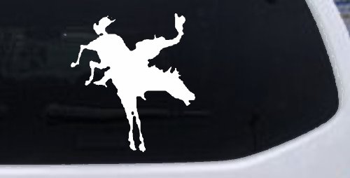 Bucking Bronco Horse Western Decal Sticker for Car Truck Window (White)