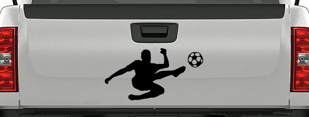 Kicking Soccer Ball Sports Car or Truck Window Decal Sticker (Black)