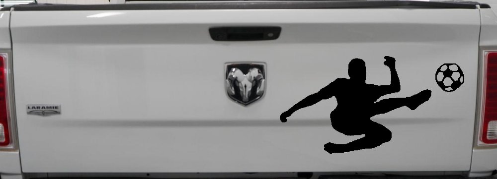 Kicking Soccer Ball Sports Car or Truck Window Decal Sticker (Black)