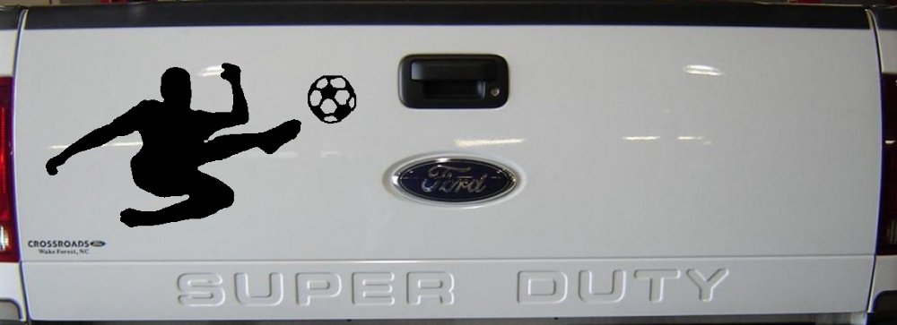 Kicking Soccer Ball Sports Car or Truck Window Decal Sticker (Black)