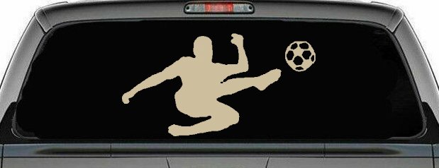 Kicking Soccer Ball Sports Car or Truck Window Decal Sticker (Desert Sand)