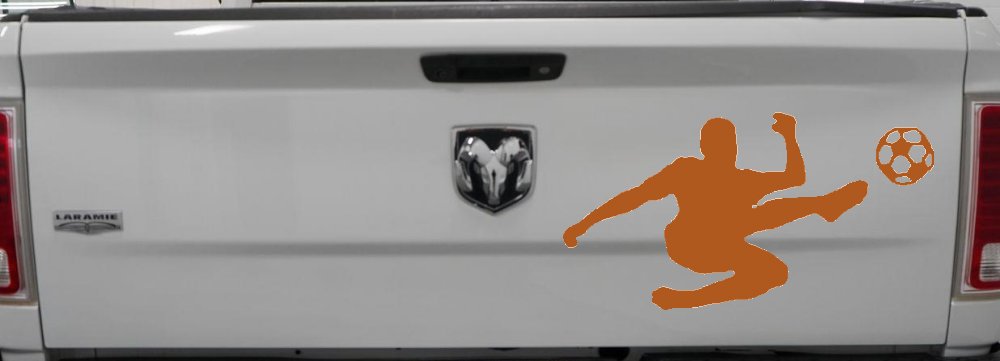 Kicking Soccer Ball Sports Car or Truck Window Decal Sticker (Nut Brown)