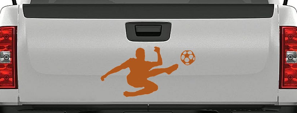 Kicking Soccer Ball Car Decal Sticker Vinyl Truck Window Sports Theme (Nut Brown)