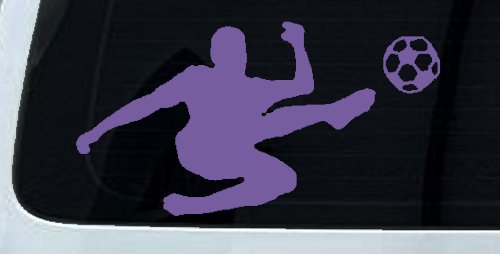 Kicking Soccer Ball Sports Car or Truck Window Decal Sticker (Purple)