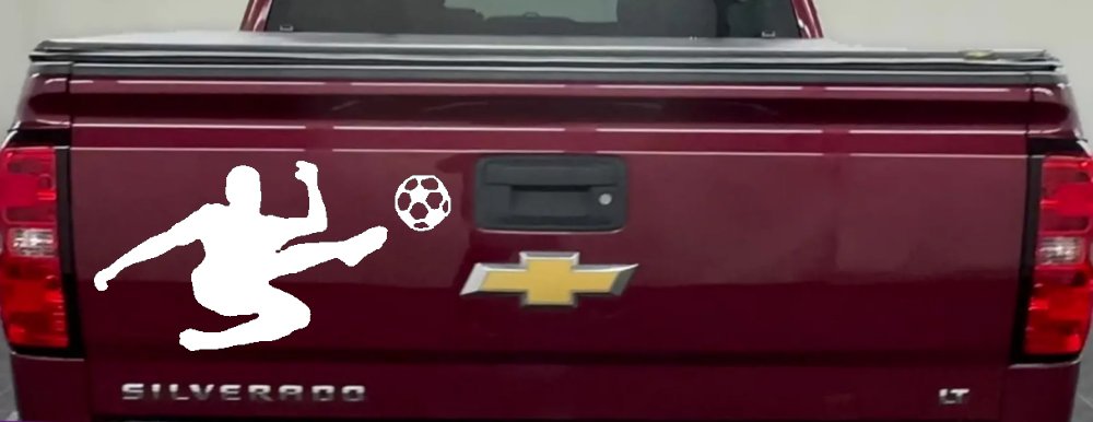 Kicking Soccer Ball Sports Car or Truck Window Decal Sticker (White)