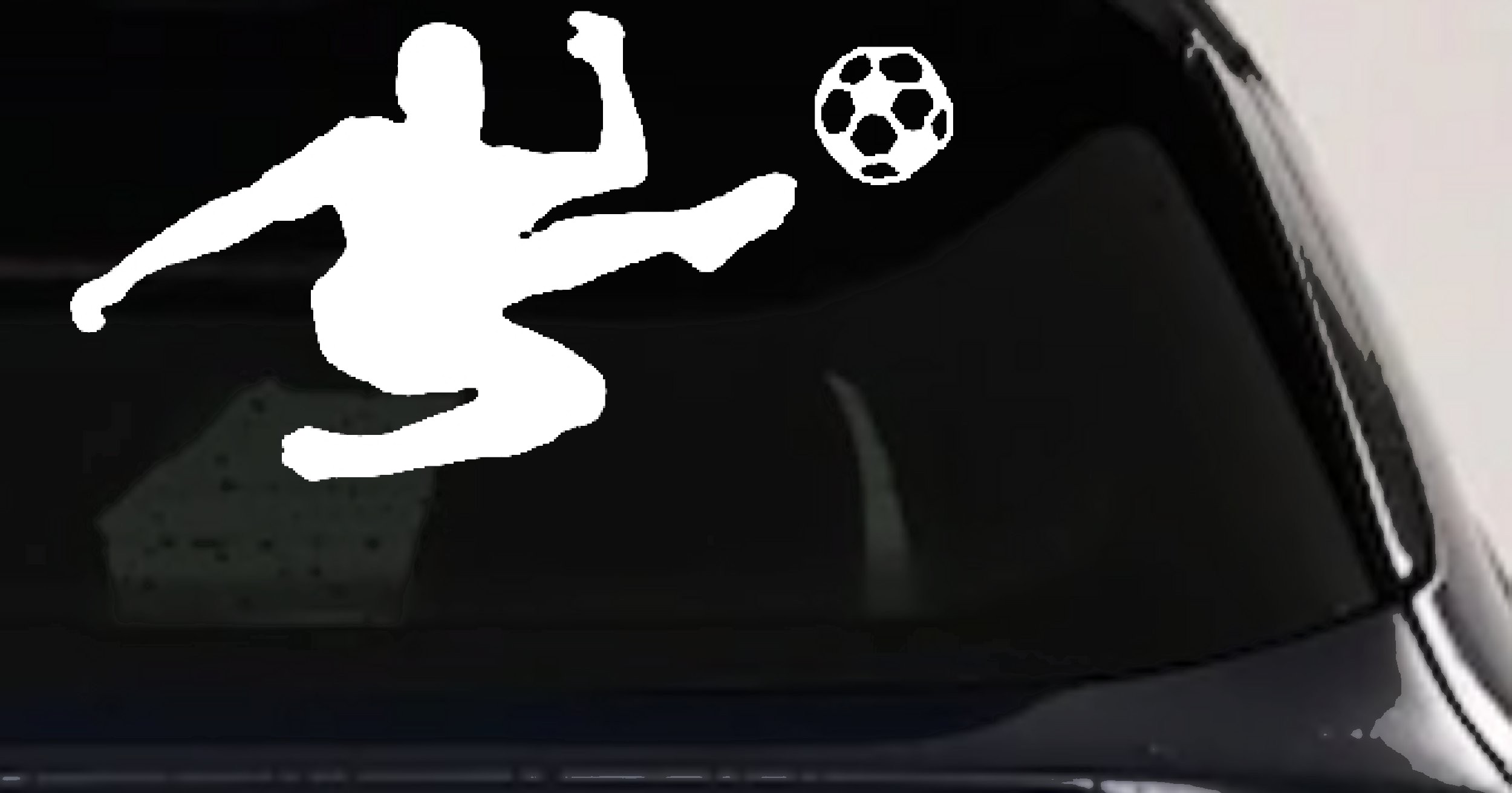Kicking Soccer Ball Car Decal Sticker Vinyl Truck Window Sports Theme (White)