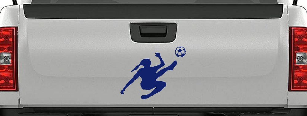 Girl Soccer Sports Car or Truck Window Vinyl Decal Sticker (Navy)