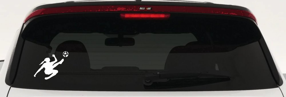 Girl Soccer Sports Car or Truck Window Decal Sticker (White)