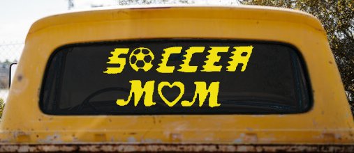 Soccer Mom Car or Truck Window Decal Sticker (Yellow)