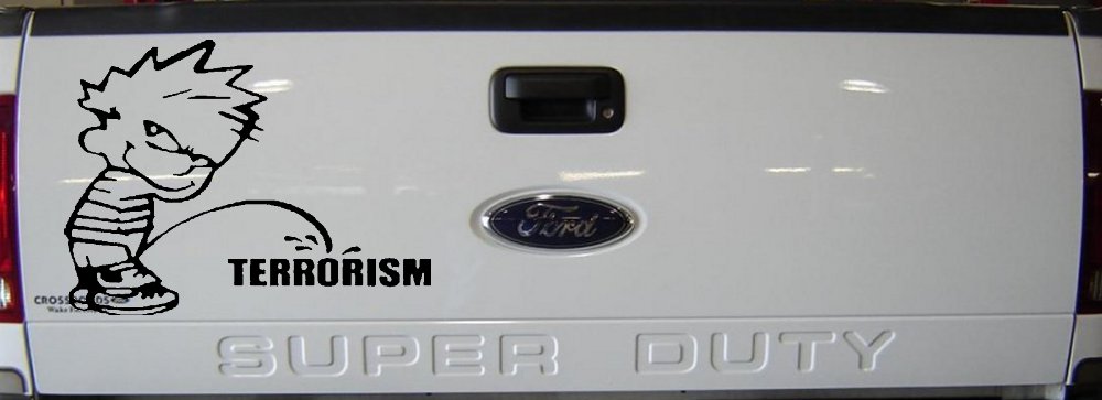 Pee on Terrorism Car or Truck Window Decal Sticker (Black)