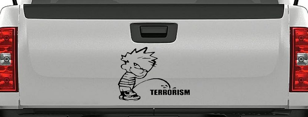 Pee on Terrorism Car or Truck Window Decal Sticker (Black)