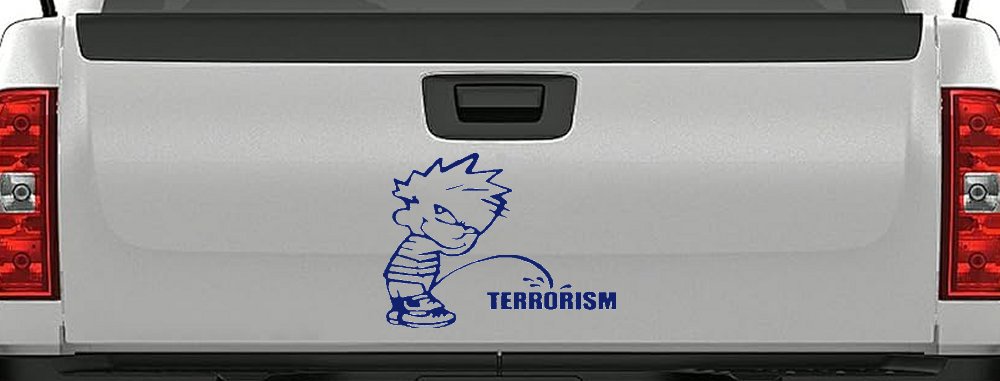 Pee on Terrorism Car or Truck Window Decal Sticker (Navy)