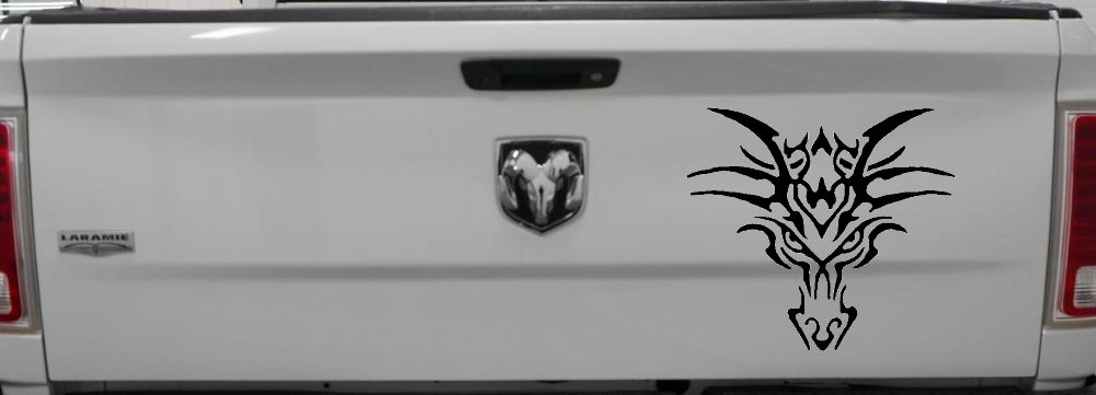 Tribal Dragon Head Car or Truck Window Decal Sticker (Black)