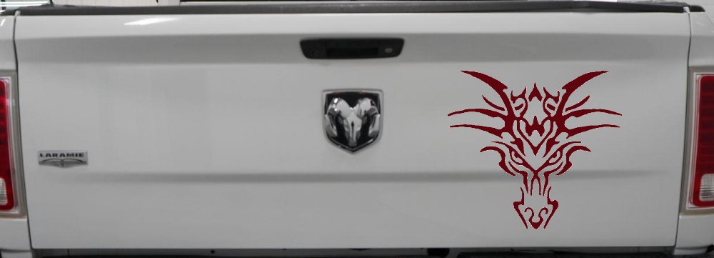 Tribal Dragon Head Car or Truck Window Decal Sticker (Purple Red)