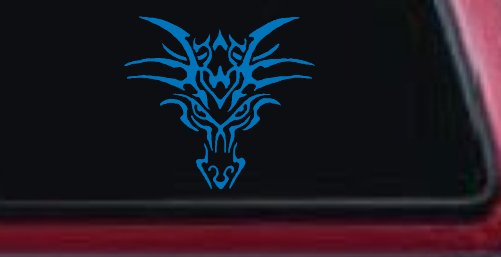 Tribal Dragon Head Car or Truck Window Decal Sticker (Sky Blue)