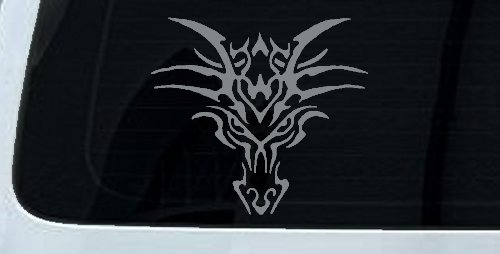 Tribal Dragon Head Car or Truck Window Decal Sticker (Telegrey)