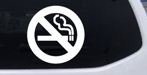 NO SMOKING Car or Truck Window Vinyl Decal Sticker (White)