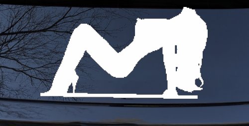 Stripper Mud Flap Girl Car or Truck Window Decal Sticker (White)