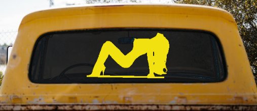 Stripper Mud Flap Girl Car or Truck Window Decal Sticker (Yellow)