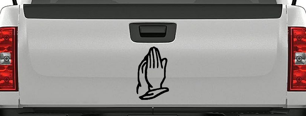 Praying Hands Christian Car or Truck Window Decal Sticker (Black)