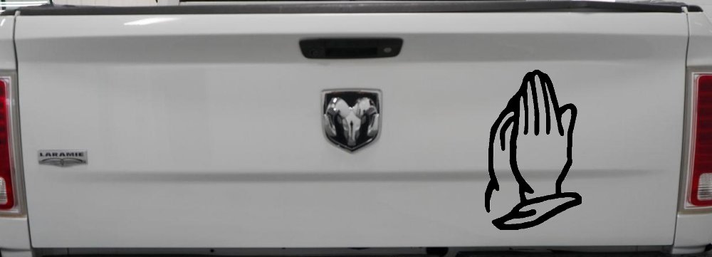 Praying Hands Christian Car or Truck Window Decal Sticker (Black)