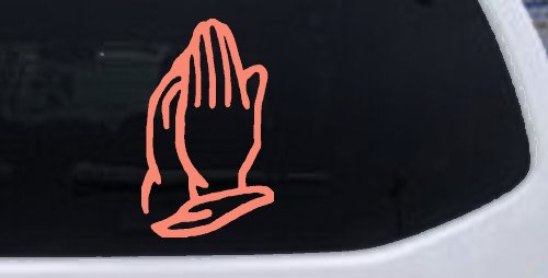 Praying Hands Christian Car or Truck Window Vinyl Decal Sticker (Coral)