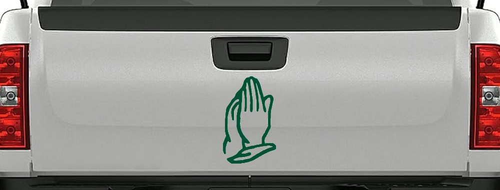 Praying Hands Christian Car or Truck Window Decal Sticker (Dark Green)
