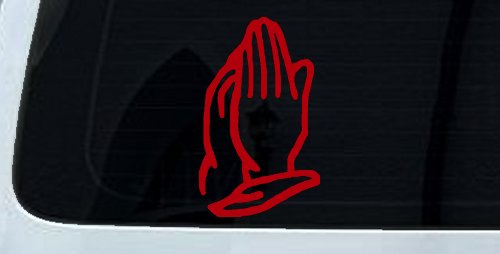 Praying Hands Christian Car or Truck Window Decal Sticker (Red)