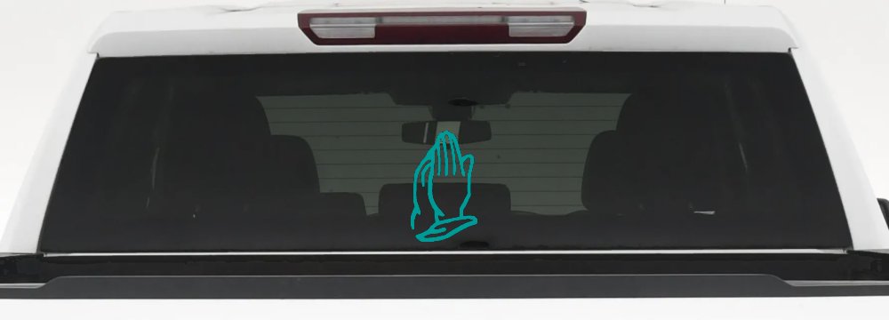 Praying Hands Christian Car or Truck Window Decal Sticker (Turquoise)