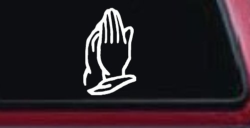 Praying Hands Christian Car or Truck Window Vinyl Decal Sticker (White)